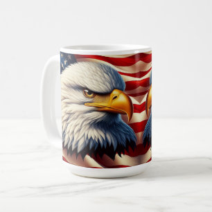 Caneca De Café Bald Eagle Ilustrando Patriotismo Americano