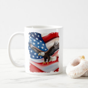 Caneca De Café Bald Eagle & US Flag 4 De Julho