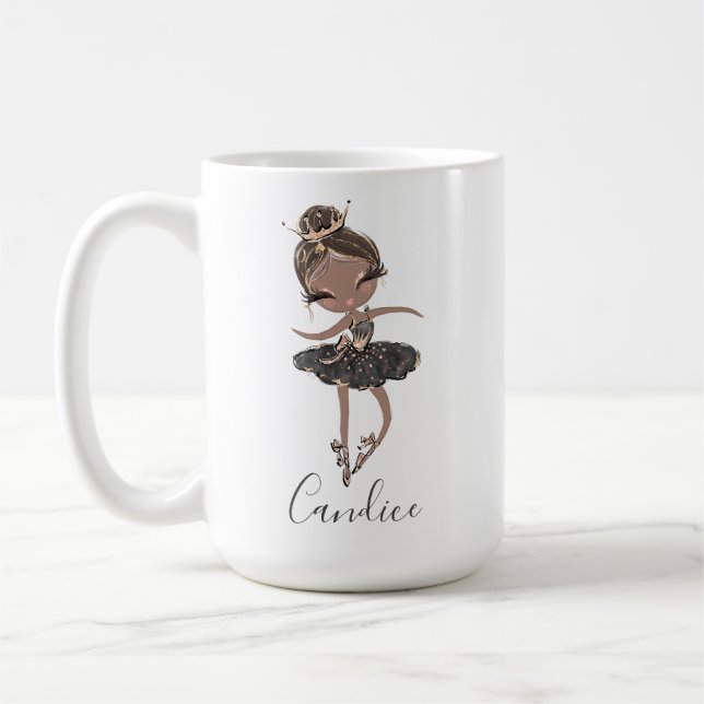 Caneca De Café Balé Ballerina Menina Nome Personalizado Presente  (Esquerda)