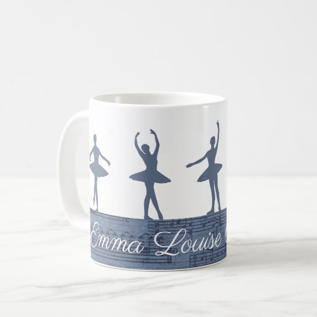 Caneca De Café Balé de Nome Personalizado Ballerina (Frente Esquerda)