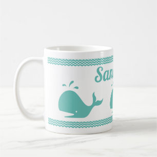 Caneca De Café Baleia Azul-Ártico e Ondas Azul-Branco