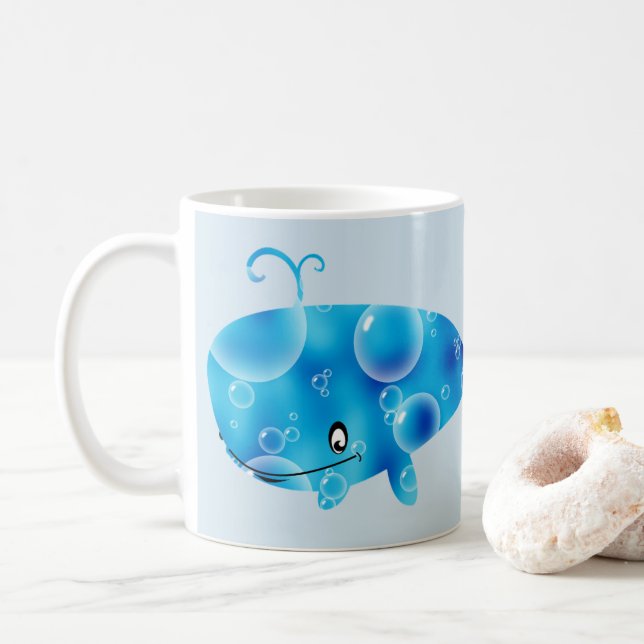 Caneca De Café Baleia azul personalizada bonito (Com Donut)