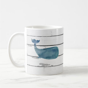 Caneca De Café Baleia azul Shiplap náutico rústico