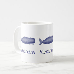 Caneca De Café Baleia Estilizada do século XIX #1 N Azul