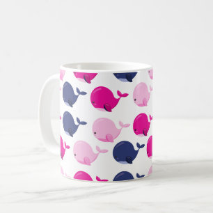 Caneca De Café Baleias Cutas, Padrão De Baleias, Animais Do Mar