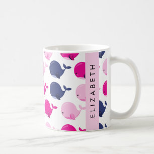 Caneca De Café Baleias Cutas, Padrão De Baleias, Seu Nome