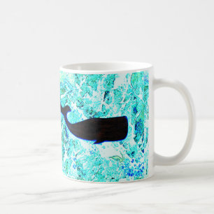 Caneca De Café baleias subaquáticas pretas