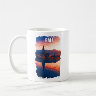 Caneca De Café Bali Indonesia Ulun Danu Beratan Watercolor