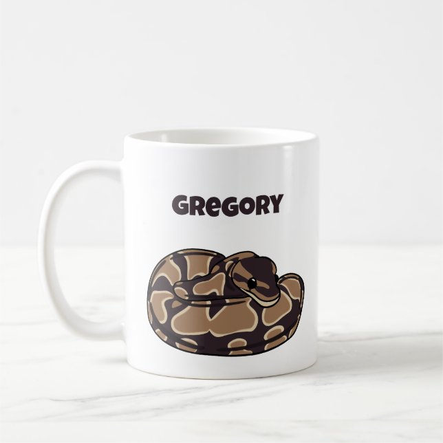 Caneca De Café Ball Python Cobra, Brown e Tan Personalizados (Esquerda)