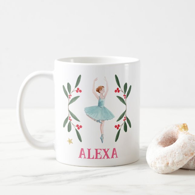 Caneca De Café Ballerina Botânica Personalizada (Com Donut)