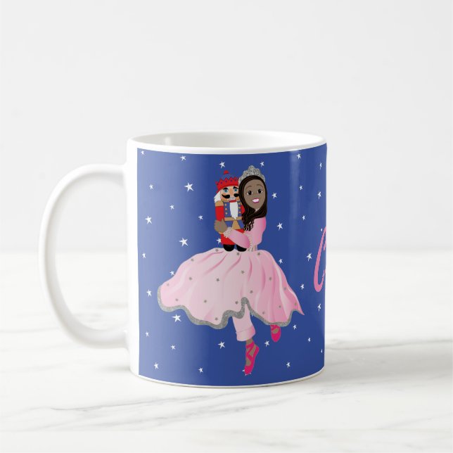 Caneca De Café Ballerina Clara, de Cabelo Negro Natal (Esquerda)
