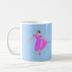 Caneca De Café Ballerina Dancer em vestido cor-de-rosa magenta