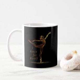 Caneca De Café Ballerina de Arte em Linha Dourada - Eu Danço para