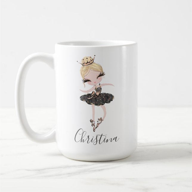 Caneca De Café Ballerina Girl Personalizada Nome Balé Ideia (Esquerda)