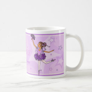 Caneca De Café Ballerina princesa púrpura e cabelos escuros