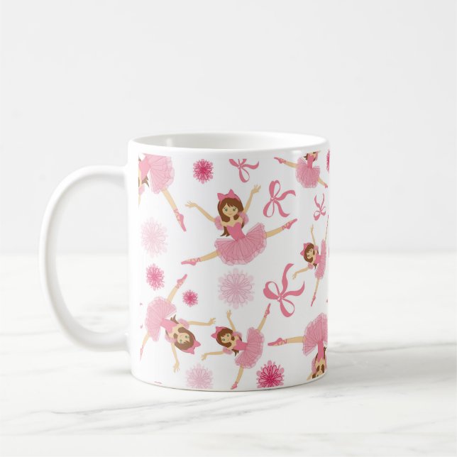 Caneca De Café Ballerina Pulando a Rosa (Esquerda)