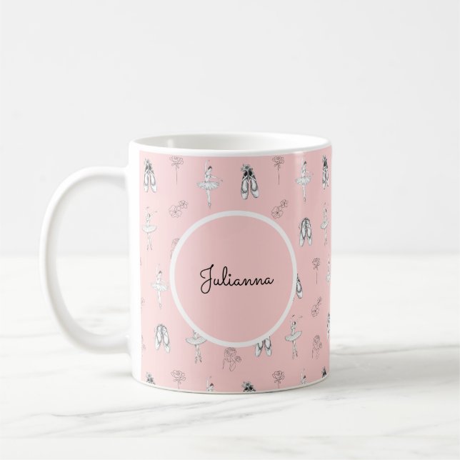 Caneca De Café Ballerina rosa e flores (Esquerda)