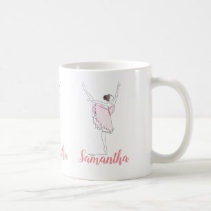 Caneca De Café Ballerina Rosa Personalizada 