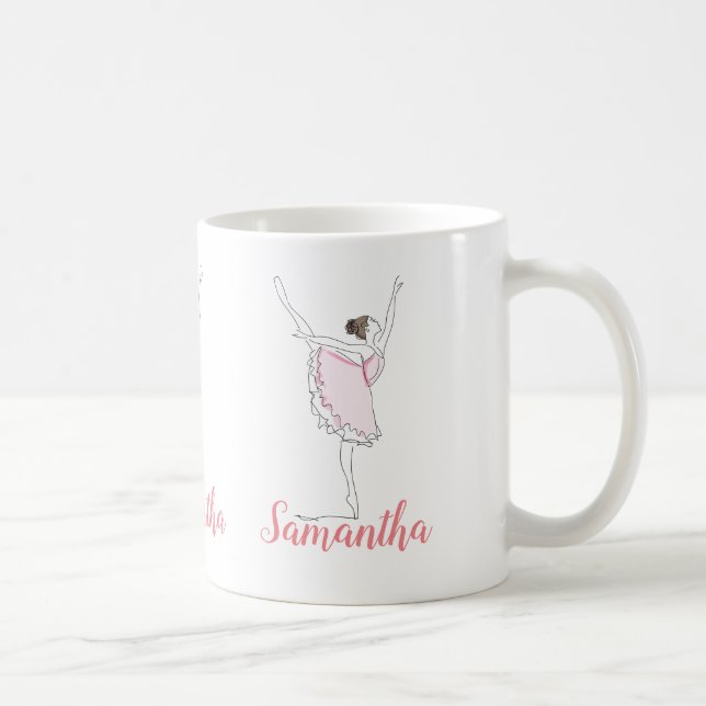 Caneca De Café Ballerina Rosa Personalizada  (Direita)