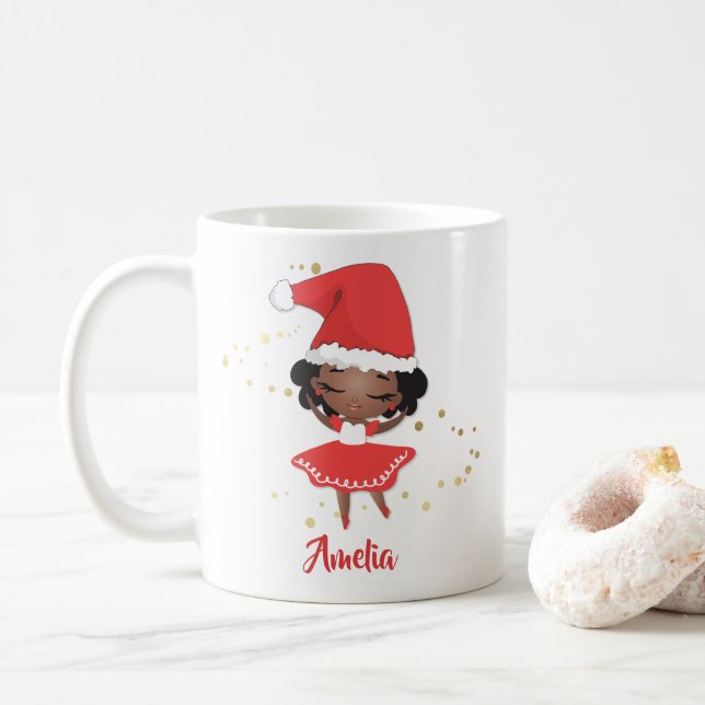 Caneca De Café Ballerina, Santa Hat (Com Donut)