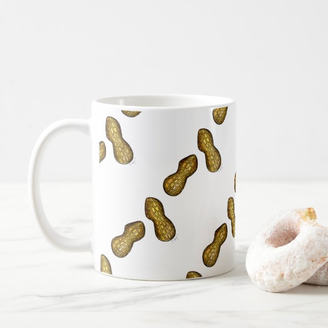 Caneca De Café Ballpark Peanuts Nutty Nut Foodie Comida (Com Donut)