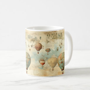 Caneca De Café Baloão de Ar Quente Sépia Mapa Antigo