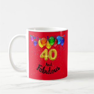 Caneca De Café balões de aniversário 40 e fabulosos 