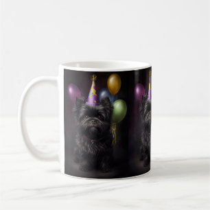 Caneca De Café Balões de Aniversário do Cão Affenpinscher