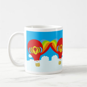 Caneca De Café Balões de Ar Quente Vermelho Belo Padrão Divertido