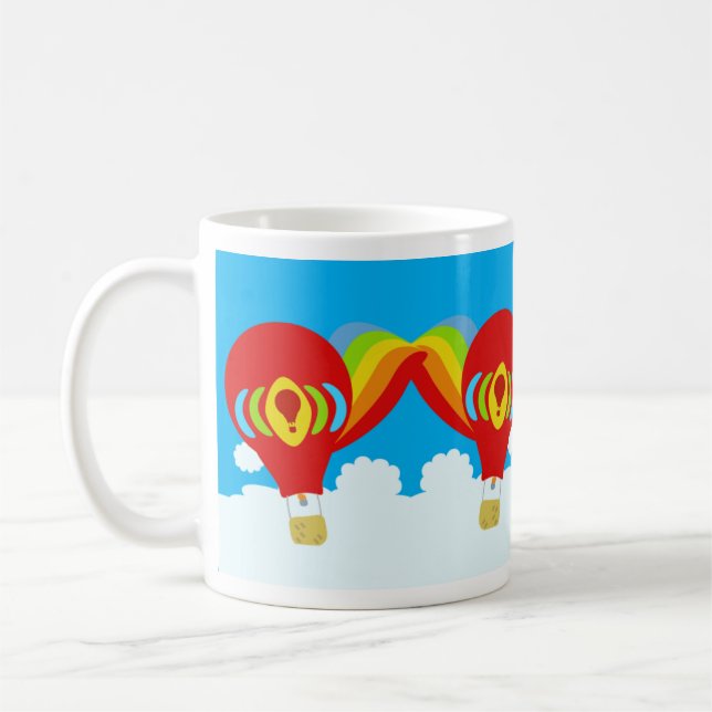 Caneca De Café Balões de Ar Quente Vermelho Belo Padrão Divertido (Esquerda)