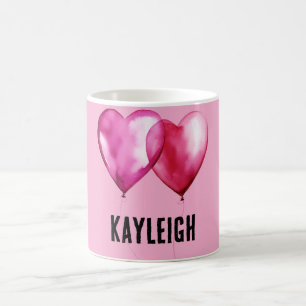 Caneca De Café Balões de Coração Rosa