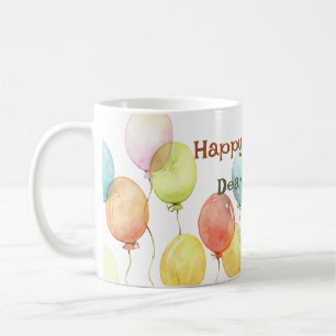 Caneca De Café Balões de Cores de Água Cuja Cota de Aniversário F