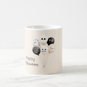 Caneca De Café Balões de Halloween Preto Creme