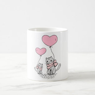 CANECA DE CAFÉ BALÕES DO CORAÇÃO DO NAMORADOS DE TINTA COM TECIDO
