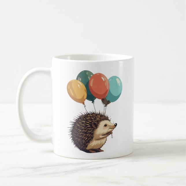 Caneca De Café Balões e Colinas: Diversão de Hedgehog (Esquerda)