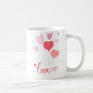 Caneca De Café Balões e Corações de Amor Adoráveis - Namorados Bo