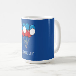 Caneca De Café Balões Patrióticos Vermelhos Azuis Personalizar