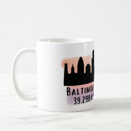 Caneca De Café Baltimore Skyline Latitude e Longitude