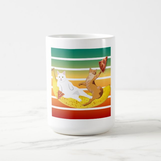 Caneca De Café Banana de equitação e pizza retrô (Centro)