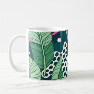 Caneca De Café Banana deixa abstrato, cores da moda