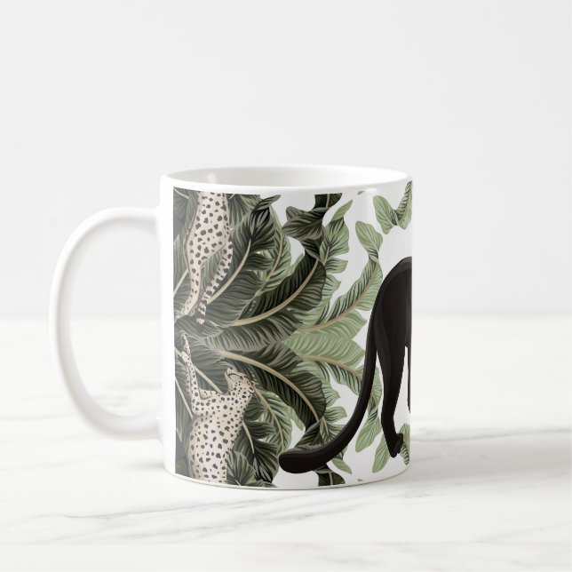 Caneca De Café Banana Tree Cheetah Padrão Tropical (Esquerda)