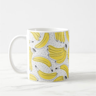 Caneca De Café Bananas frescas de fundo desenhado à mão. Doodle