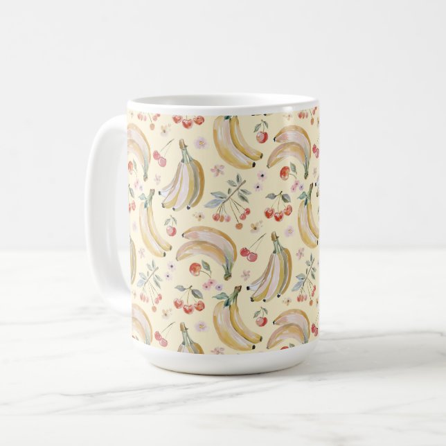 Caneca De Café Bananas por Cerejas (Frente Esquerda)