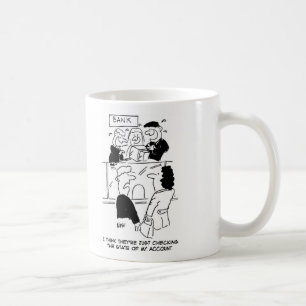 Caneca De Café Bancária. Verificando o estado de uma conta banc
