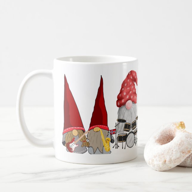 Caneca De Café Banda de Gnome de Três Peças em um  (Com Donut)