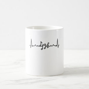 Caneca De Café Banda e notas de pulsação de Música