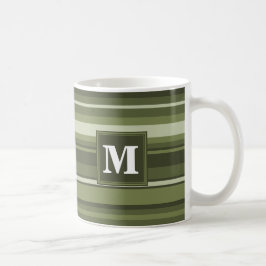 Caneca De Café Banda verde de azeitona monograma