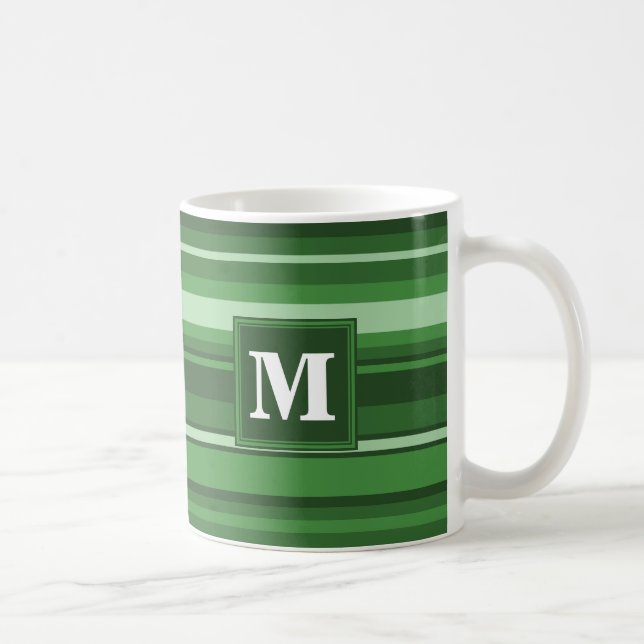Caneca De Café Banda verde monograma (Direita)