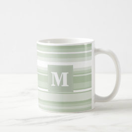 Caneca De Café Banda verde pálida monograma