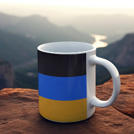 Caneca De Café Bandas Azuis Amarelas